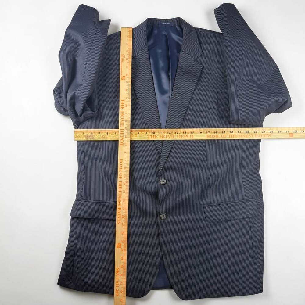 Ralph Lauren 3 Piece Suit Mens 48L Navy Pinstripe Wool Jacket Vest Pants 40W - Picture 2 of 9